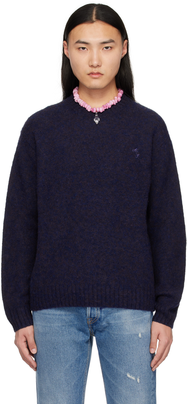 Acne Studios: Navy Embroidered Sweater | SSENSE