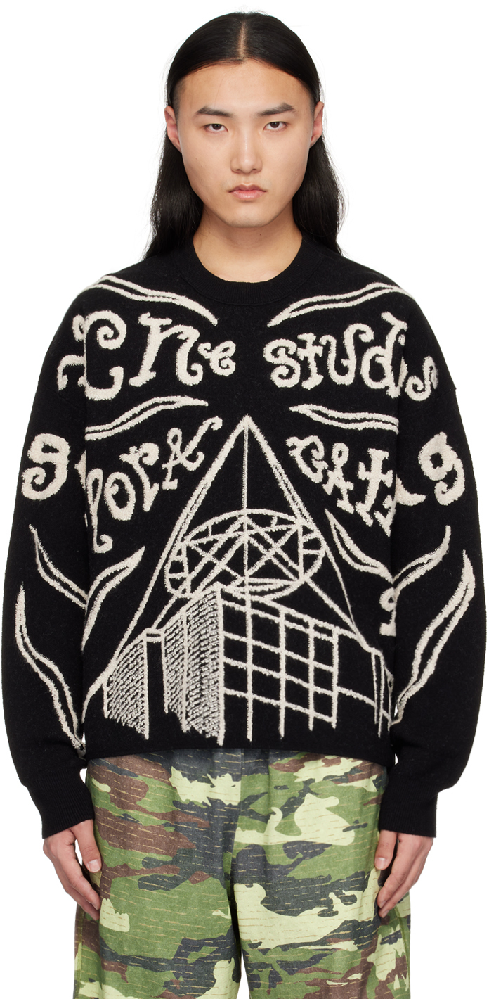 Acne Studios: Black Jacquard Sweater | SSENSE