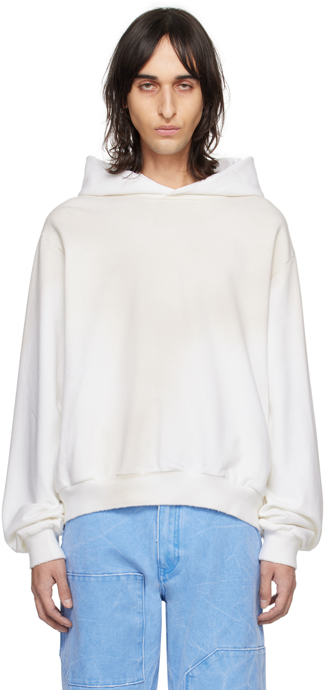 Acne Studios Off-white Distressed Hoodie In Dc6 Dusty White
