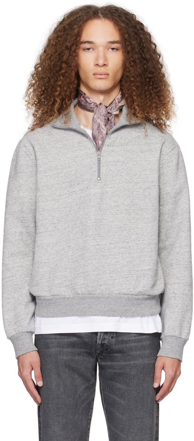 Acne Studios Gray Half-zip Sweater In Cc3 Marble Grey