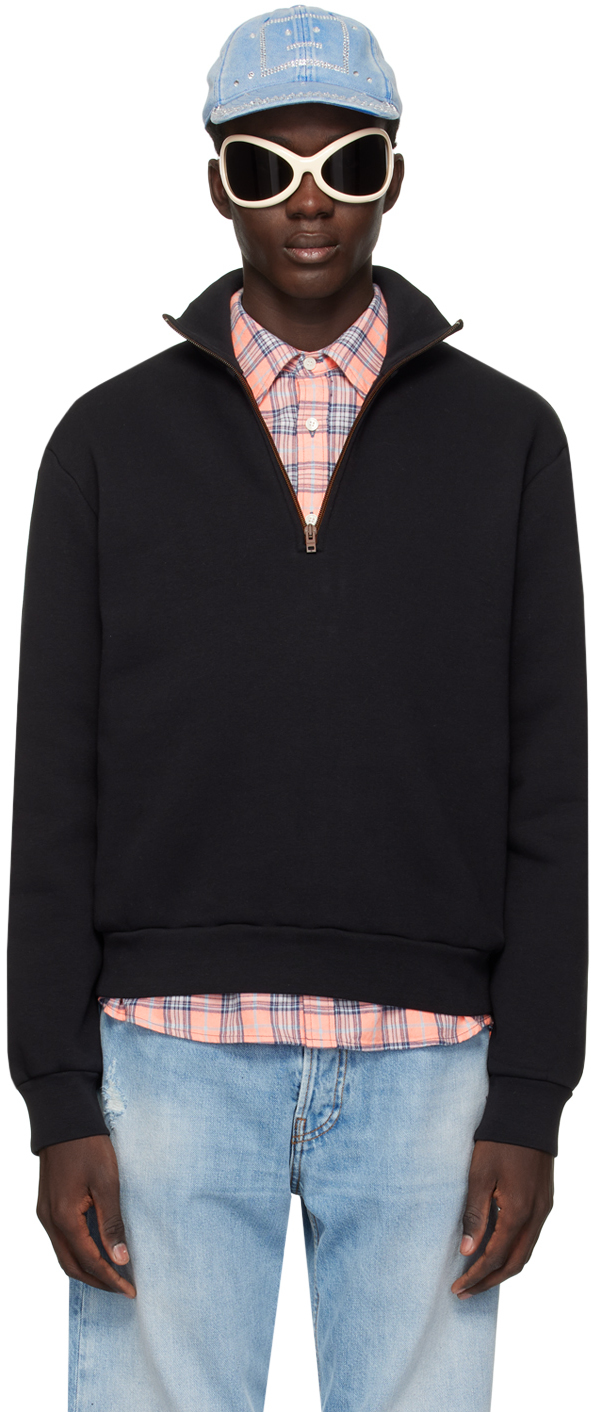 Acne Studios Black Zip Sweater In 900 Black