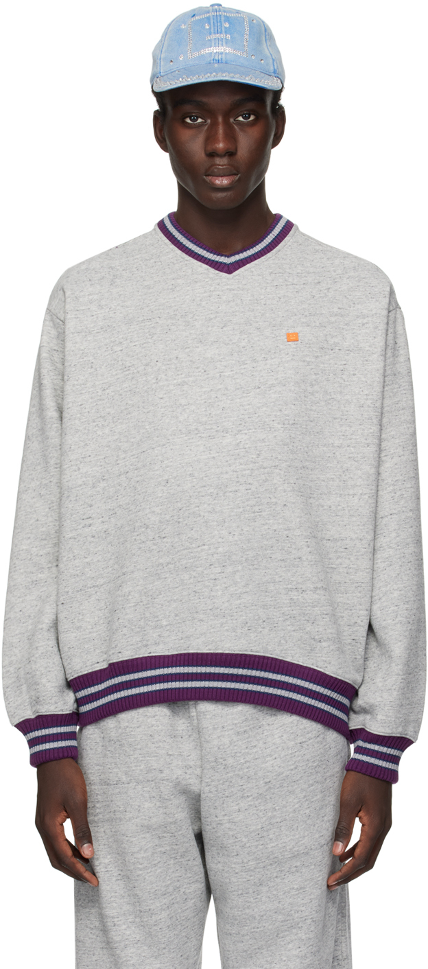 Gray V-Neck Sweater