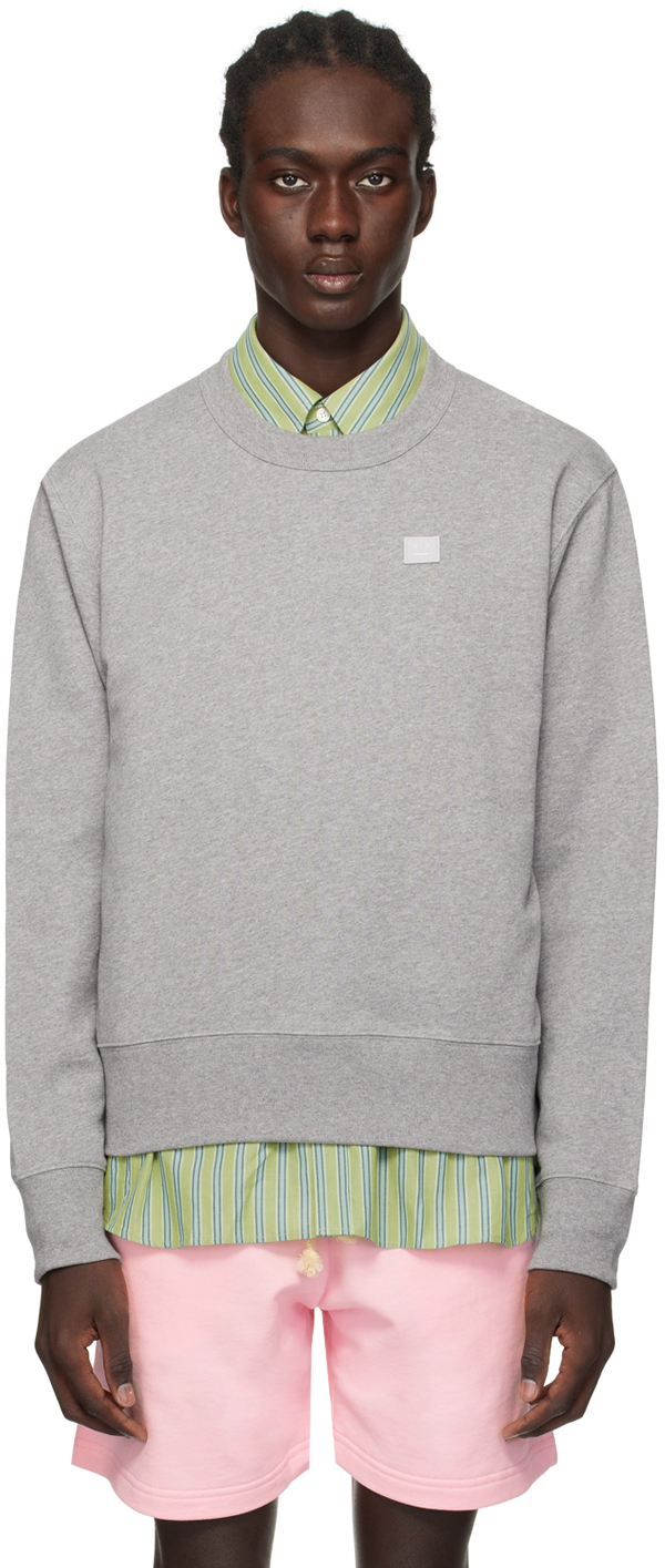 Acne Studios Gray Patch Sweater In X92 Grey Melange