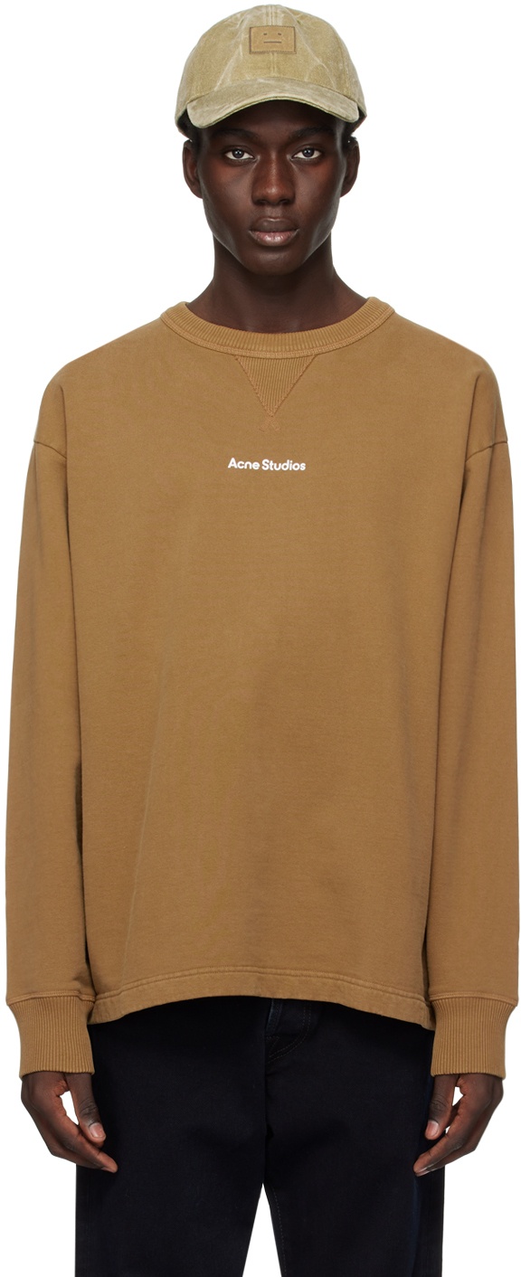 Acne Studios Tan Printed Sweater In Dgy Mud Beige