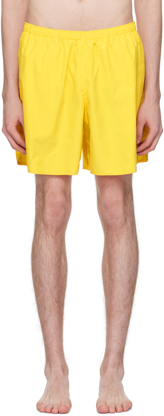 Acne Studios Yellow Reflective Tape Swim Shorts In Abo Yellow