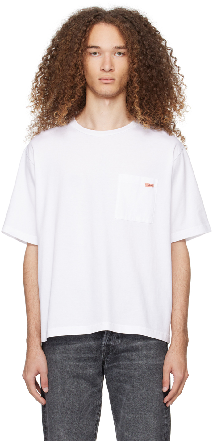 ACNE fashion STUDIO white logo patch T shirt