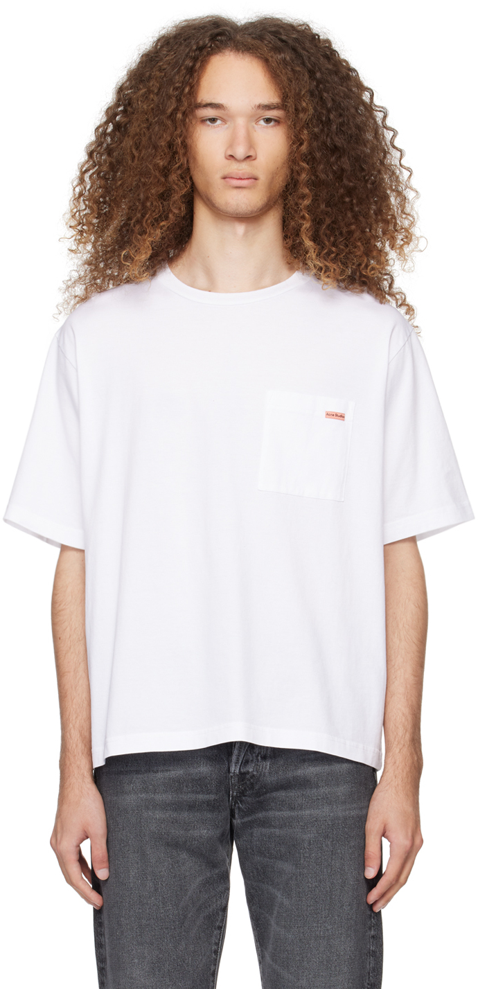 Shop Acne Studios White Patch T-shirt In 183 Optic White
