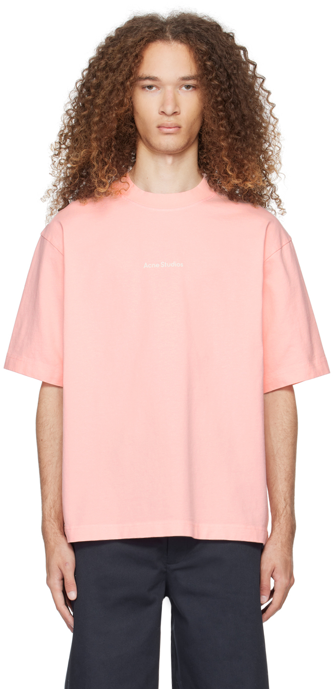 Acne Studios Pink Printed T-shirt In 418 Pale Pink
