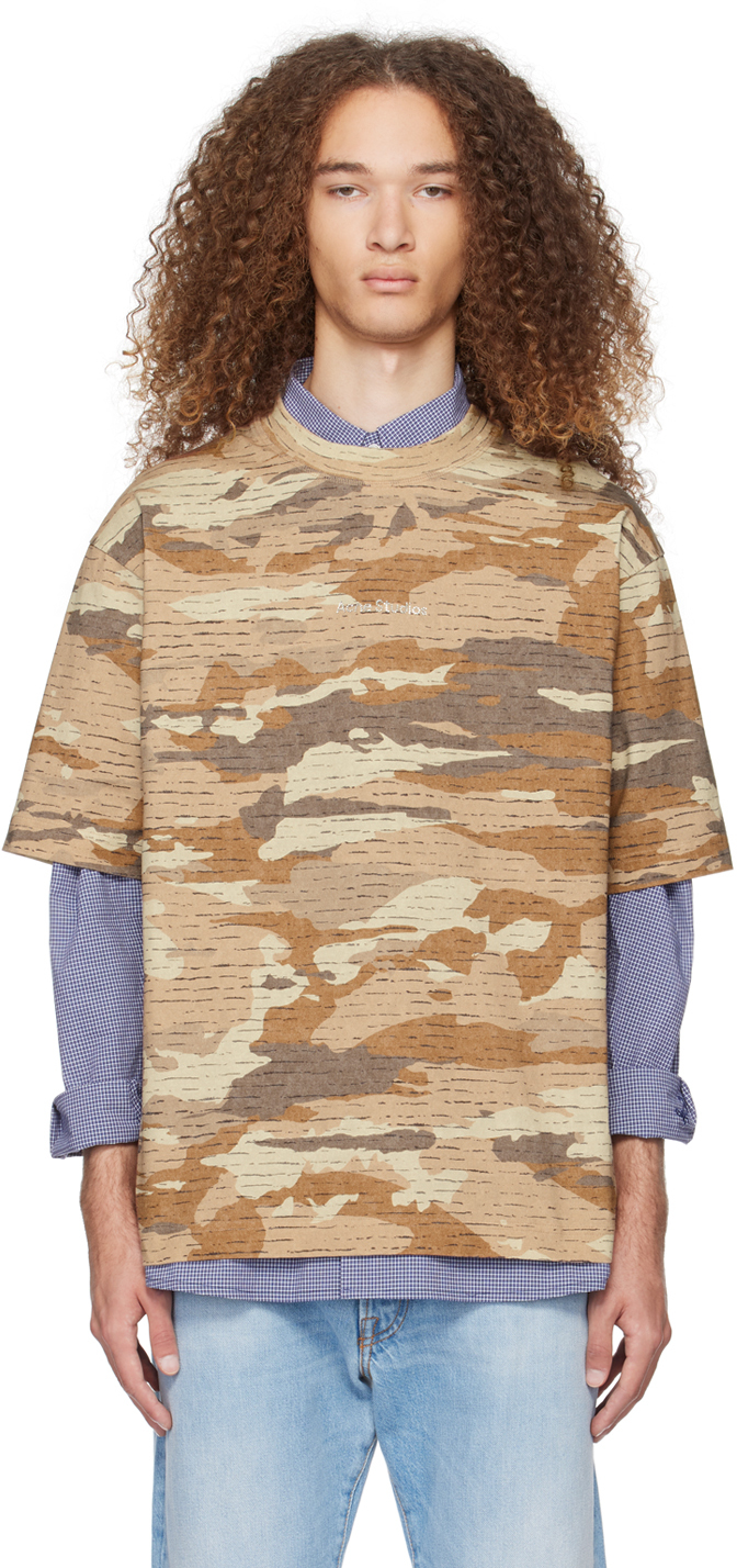 Acne Studios Brown Crystal-cut T-shirt In Ca8 Cacao Brown