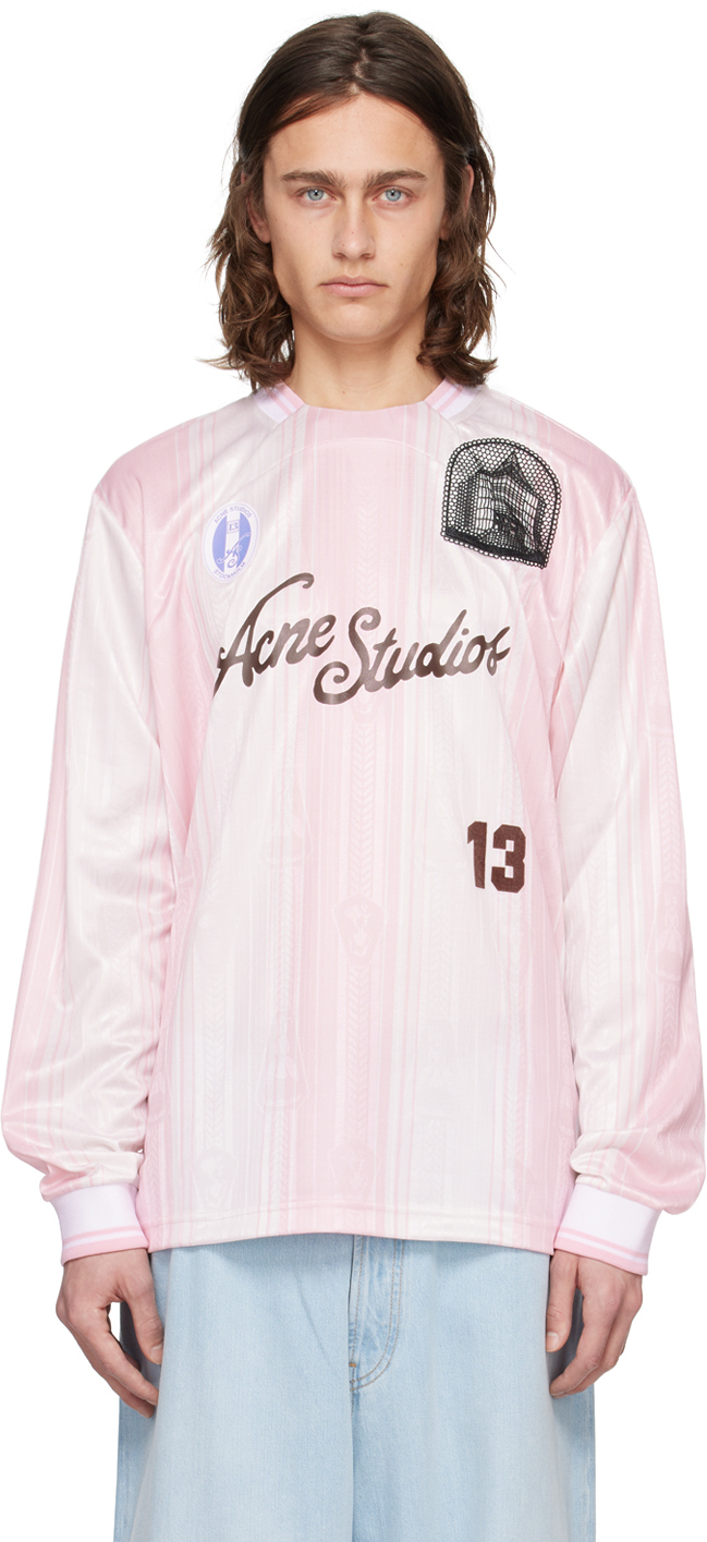 White & Pink Striped Long Sleeve T-Shirt