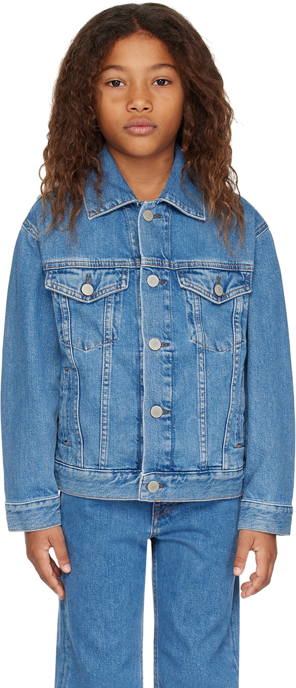 Acne Studios Kids Blue Patch Denim Jacket In Mid Blue