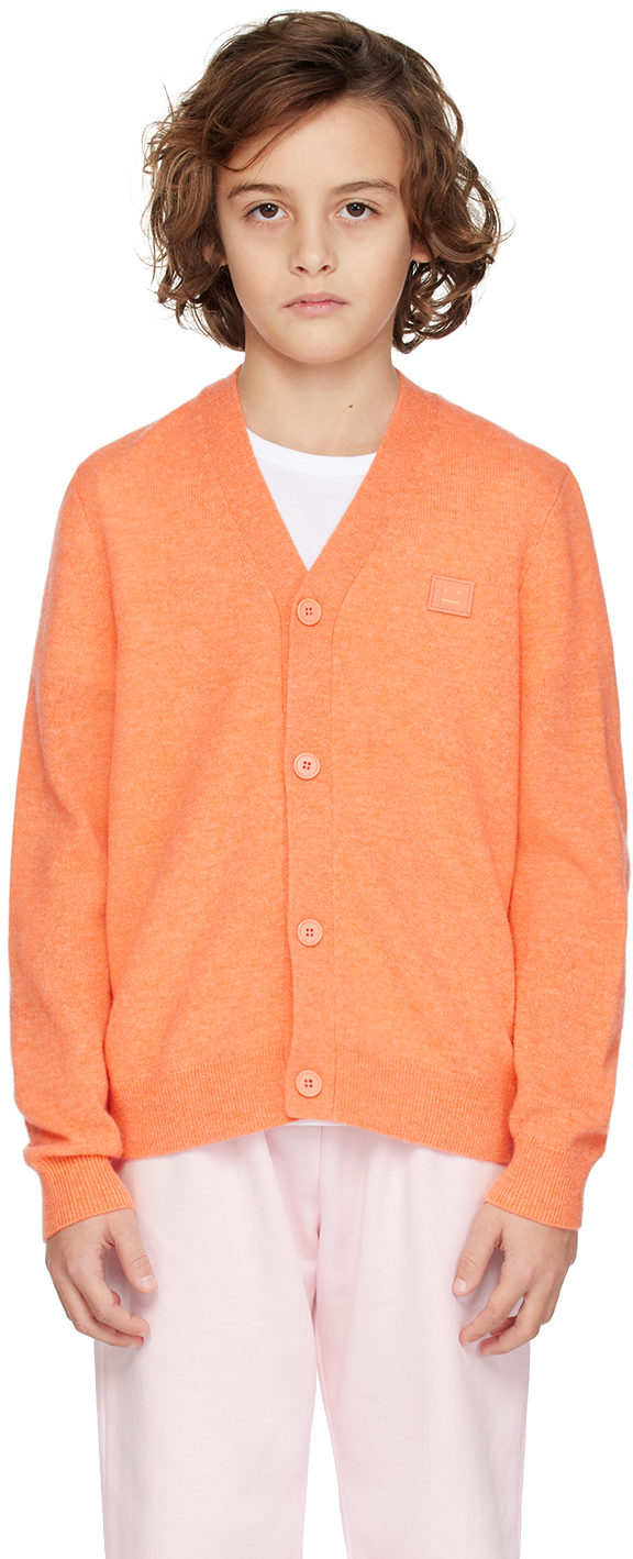 Acne Studios Kids Orange Button Up Cardigan In Mandarin Orange