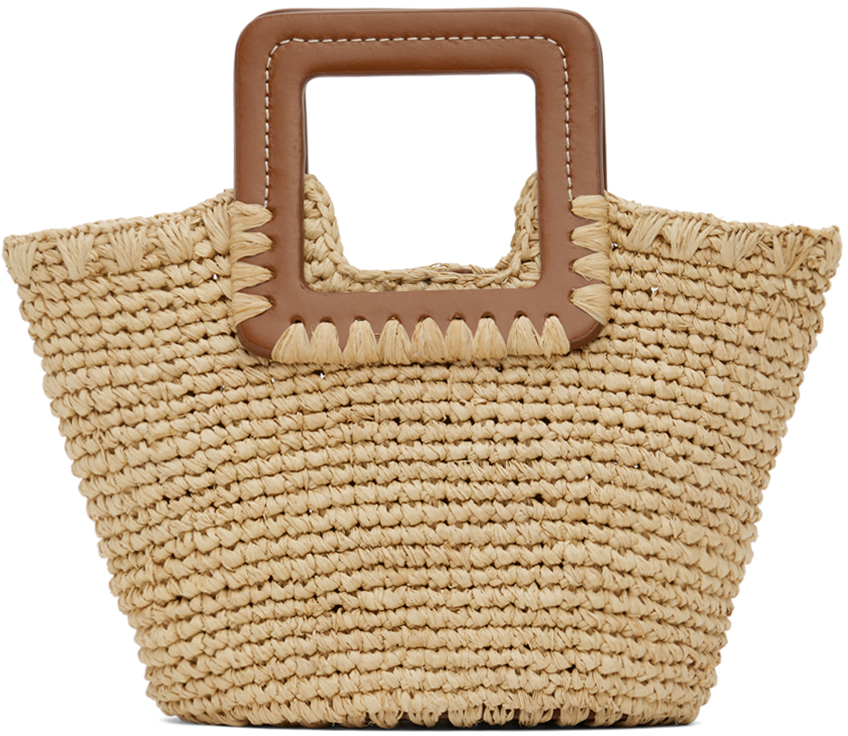 Shop Staud Beige Shirley Mini Bucket Bag In Nttn Natural/tan