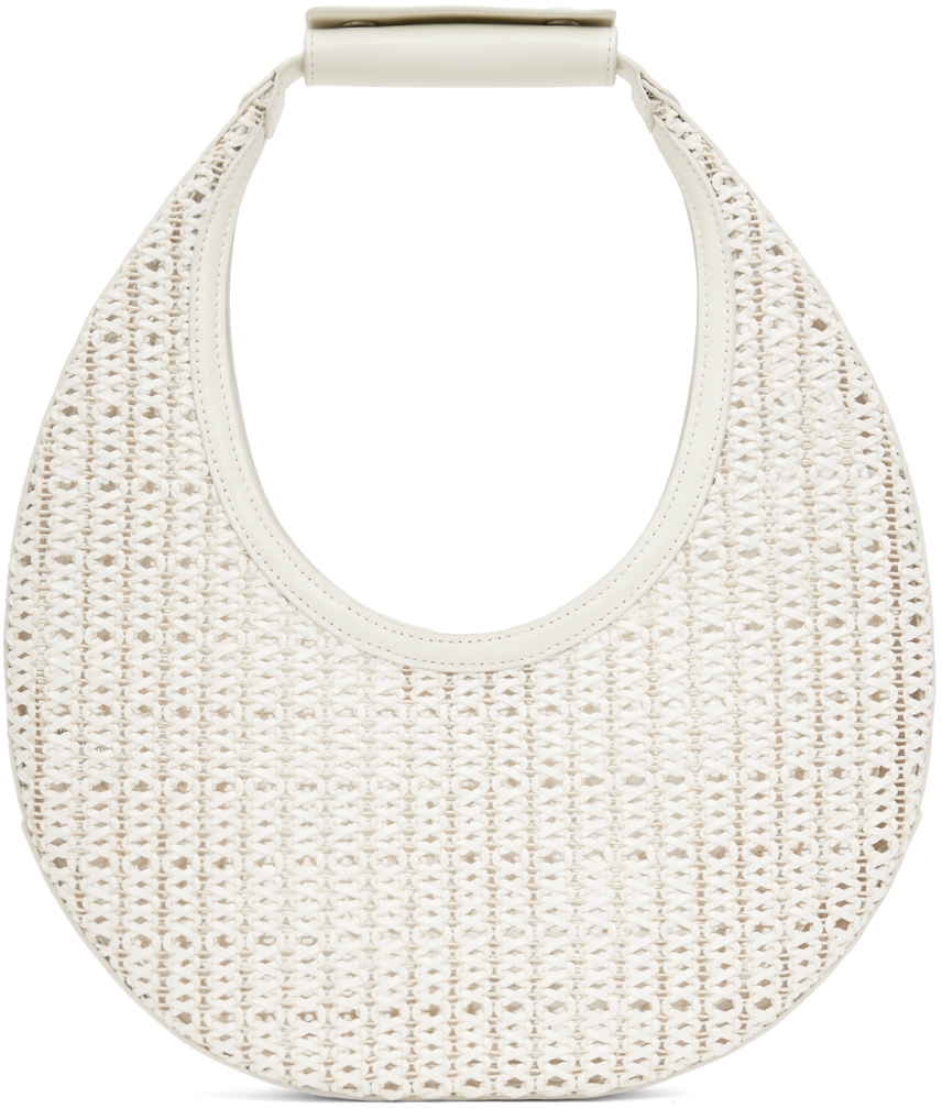 Staud: White Woven Moon Bag | SSENSE