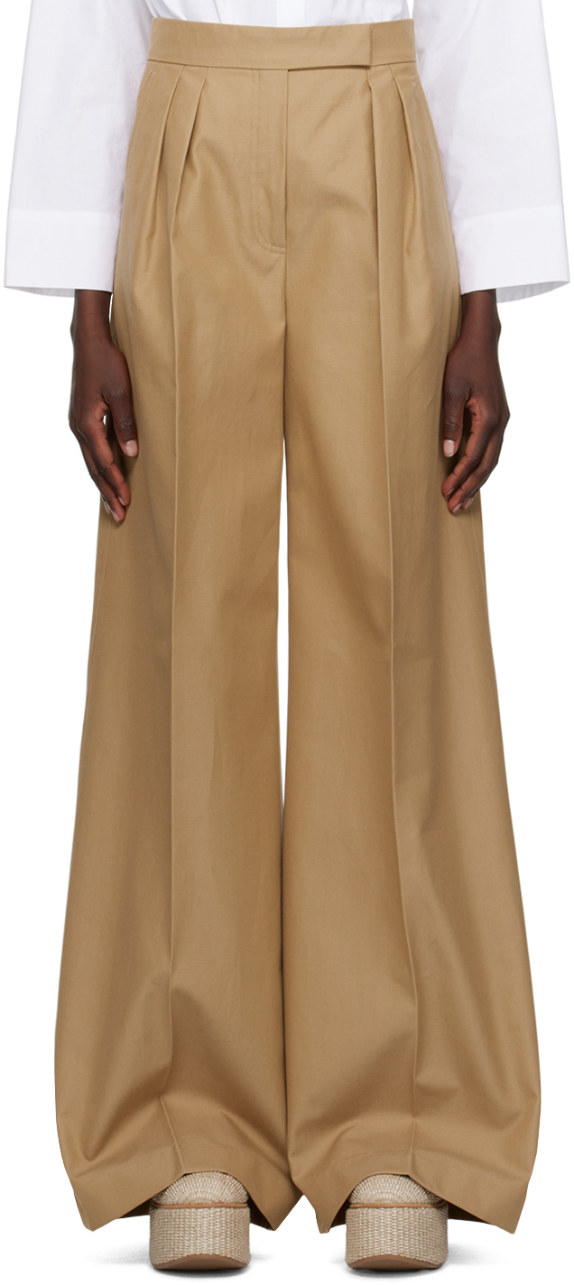 Shop Max Mara Tan Corte Trousers In 4 Tobacco