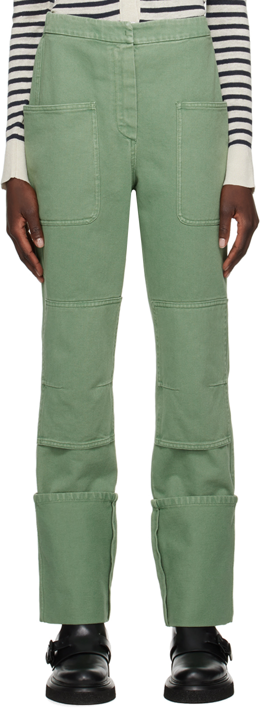 Shop Max Mara Green Facella Trousers In 16 Sage Green