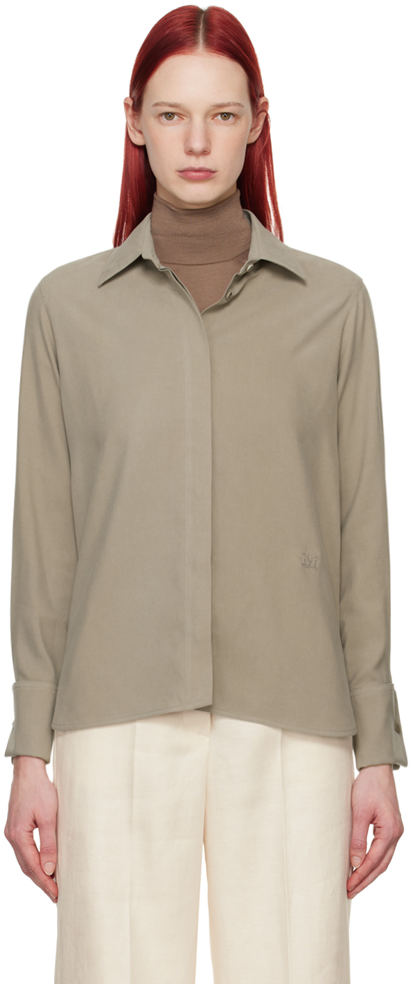 Shop Max Mara Taupe Candia Shirt In 22 Kaki