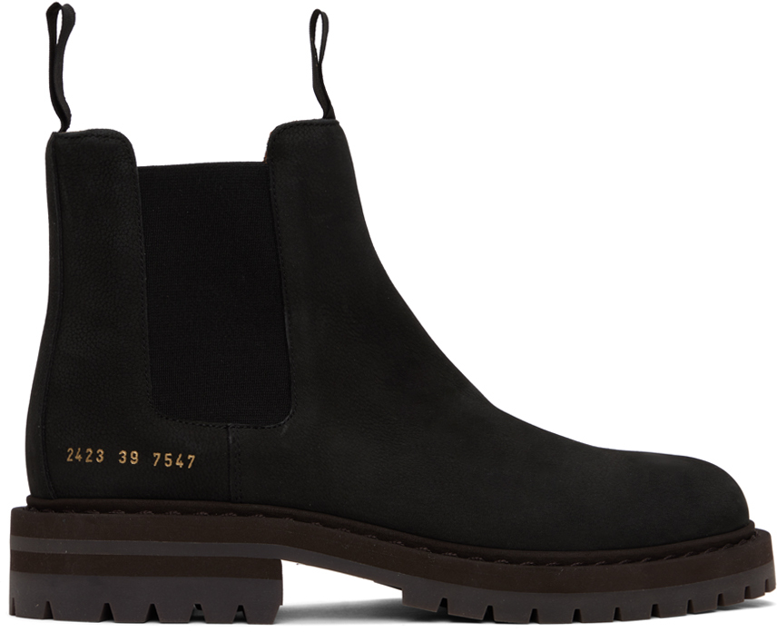 Common Projects Black Suede Chelsea Boots