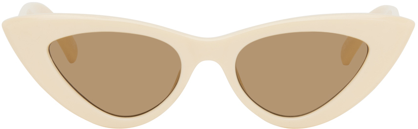 Shop Le Specs Off-white Hypnosis Sunglasses In 2452327