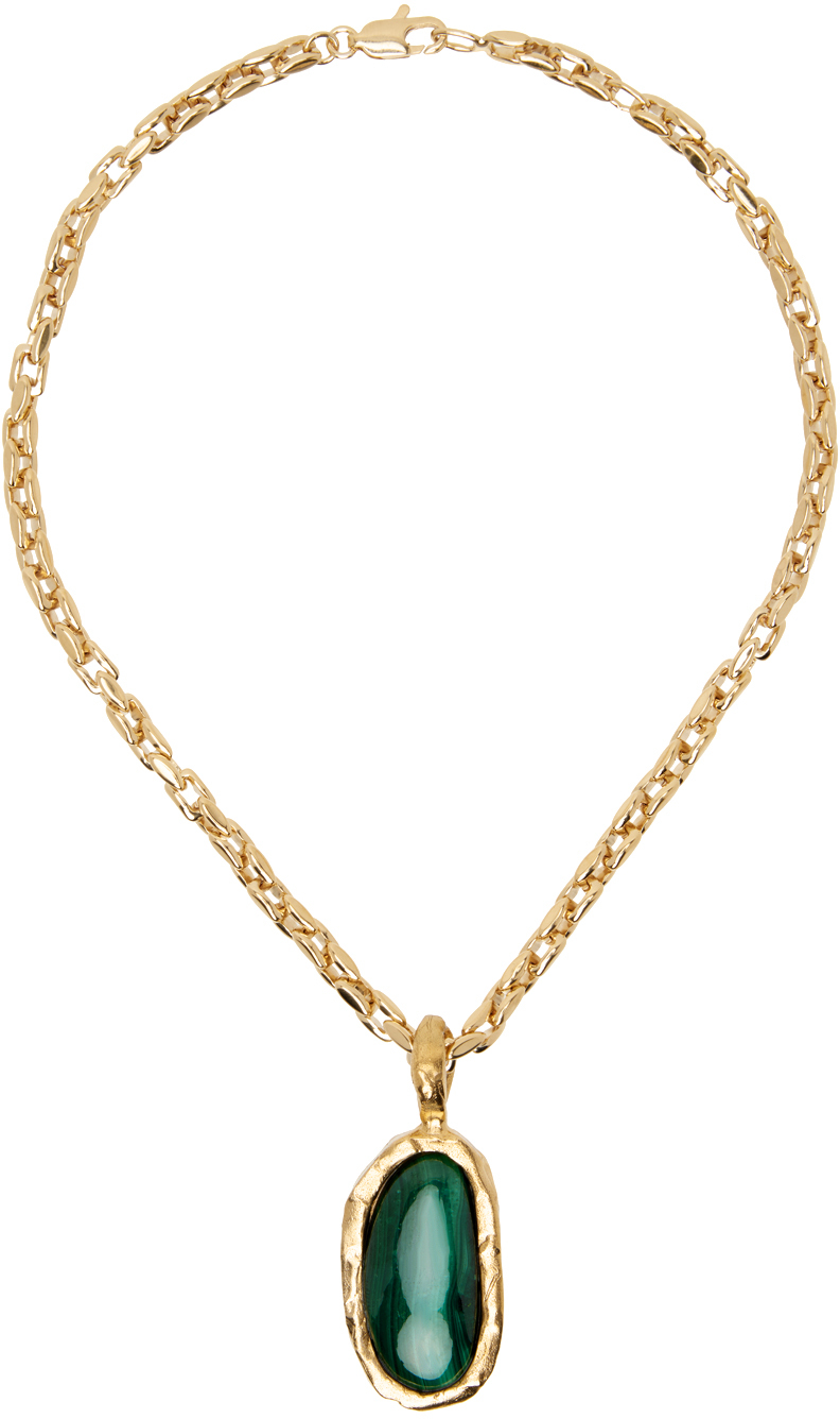 Alighieri Gold 'the Sliver Of The Mountain Malachite' Necklace In 24 Gold
