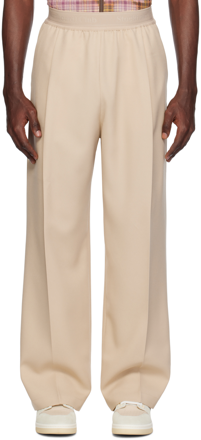 Stockholm Surfboard Club Beige Relaxed-fit Trousers