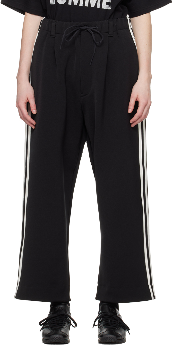 Y-3 Black 3-stripes Track Trousers In Black/off White