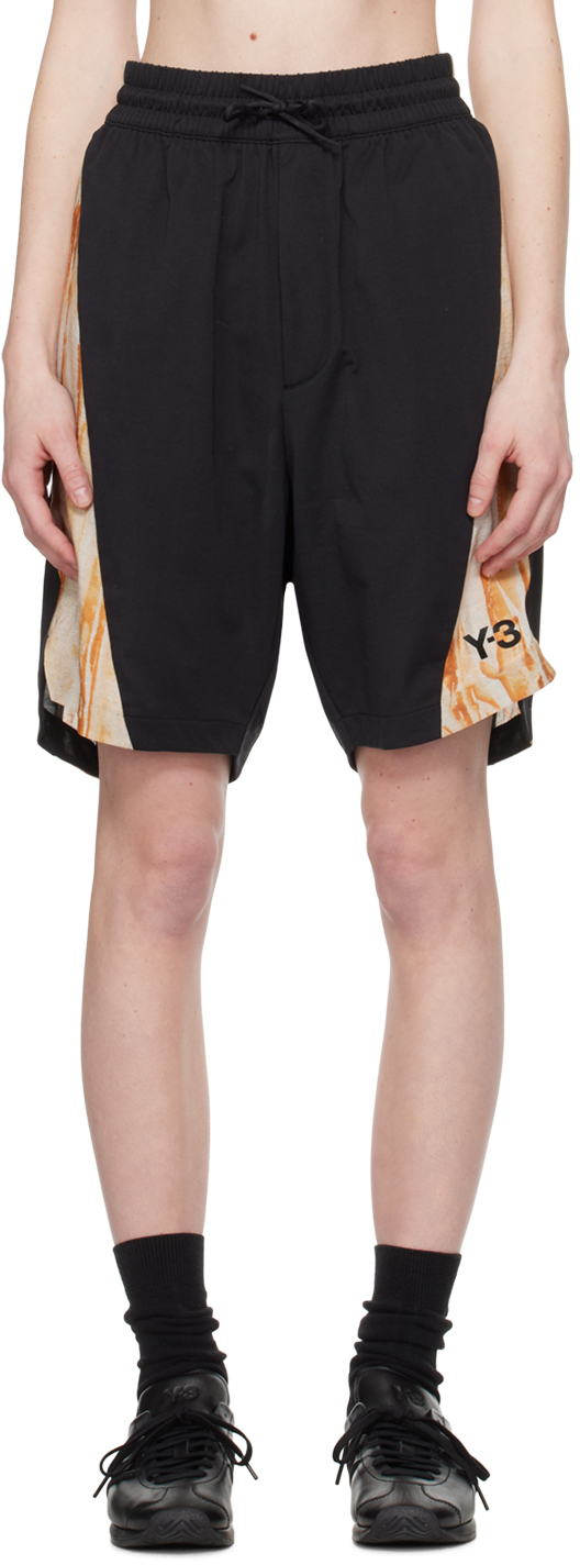 Shop Y-3 Black Rust Dye Shorts In Black/multi Camo
