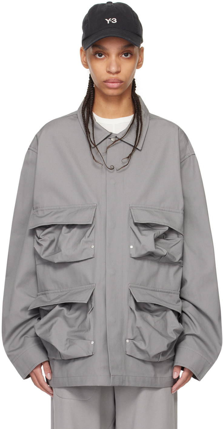 Shop Y-3 Gray Bellows Pocket Jacket In Ch Solid Grey