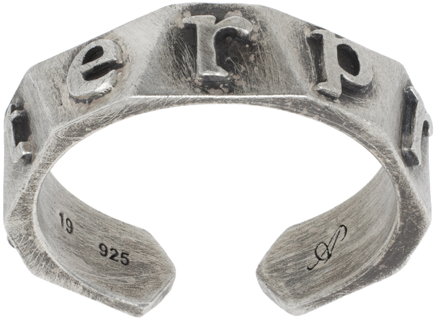 Silver Signature Logo Carving Ring