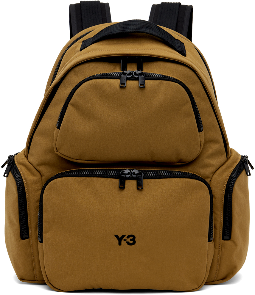 Shop Y-3 Tan Canvas Backpack In Brown Desert