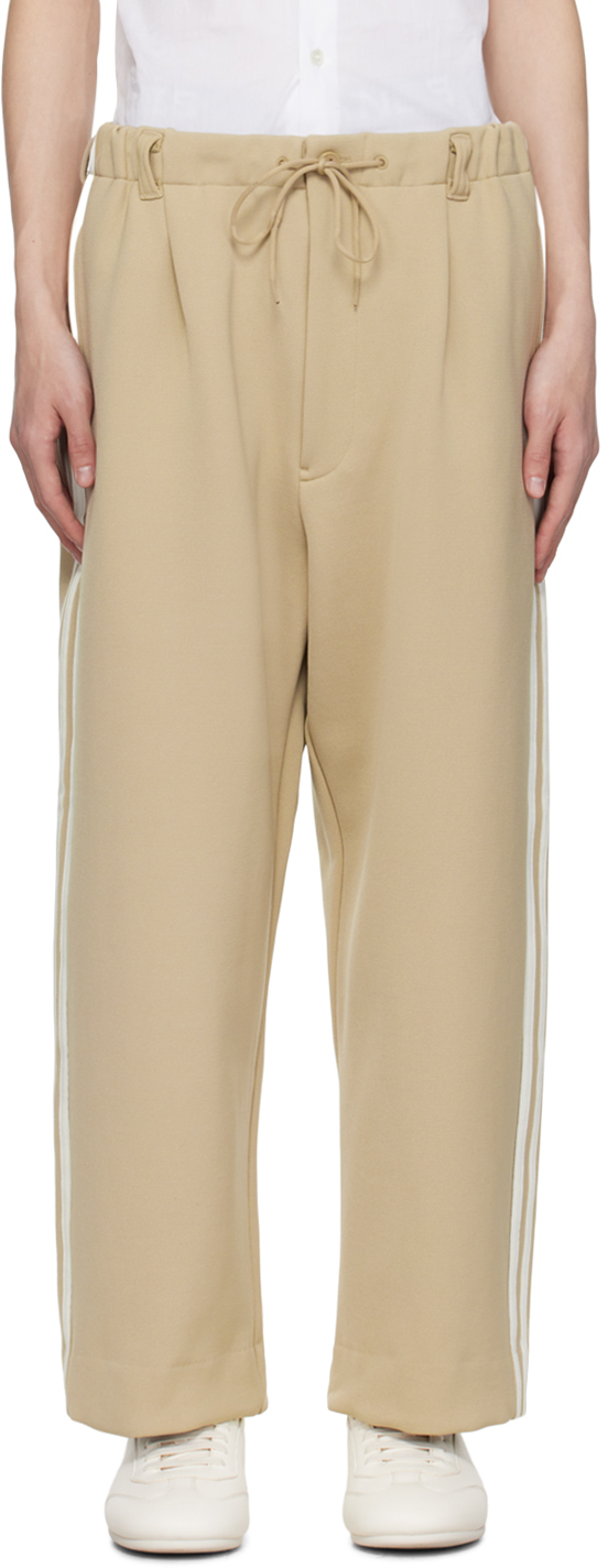 Shop Y-3 Taupe 3 Stripes Sweatpants In Trace Khaki/off Whit
