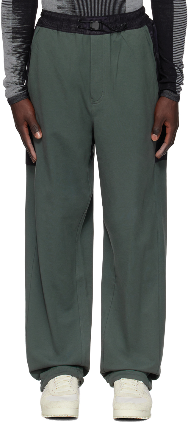 Y-3 Green & Black Paneled Trousers In Utility Ivy/black