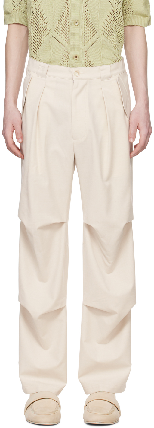 Shop After Pray Beige Technical Trousers In Ivory