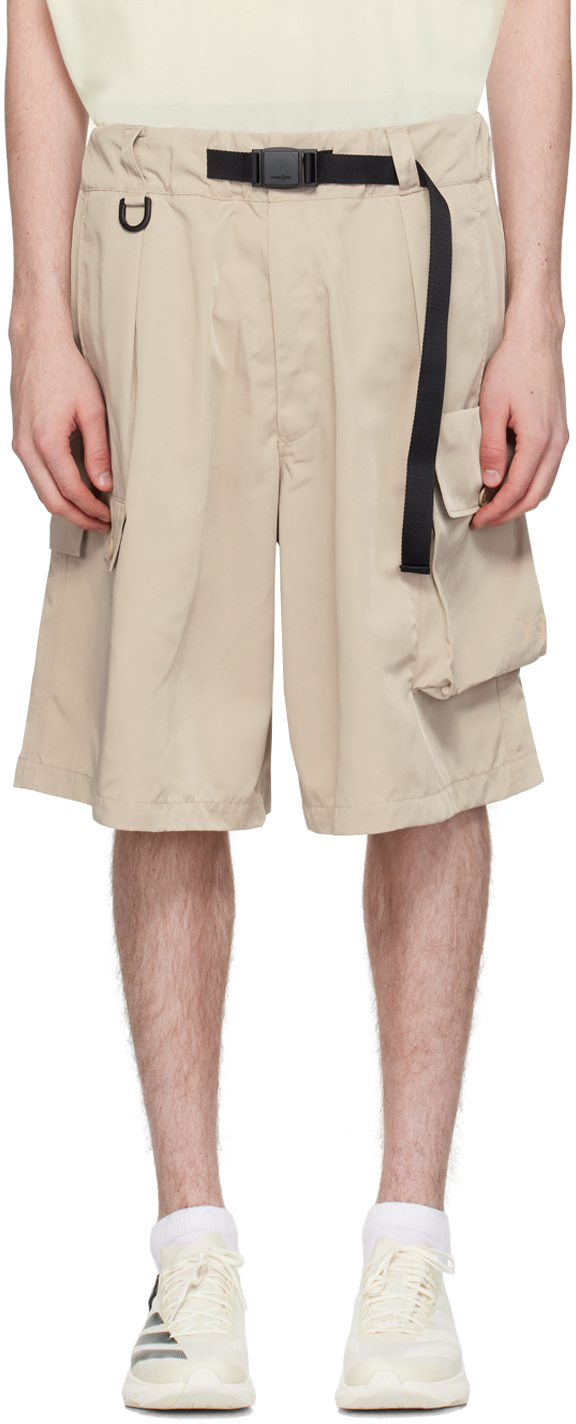 Beige Belted Shorts