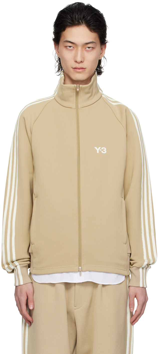 Shop Y-3 Taupe 3 Stripes Jacket In Trace Khaki/off Whit