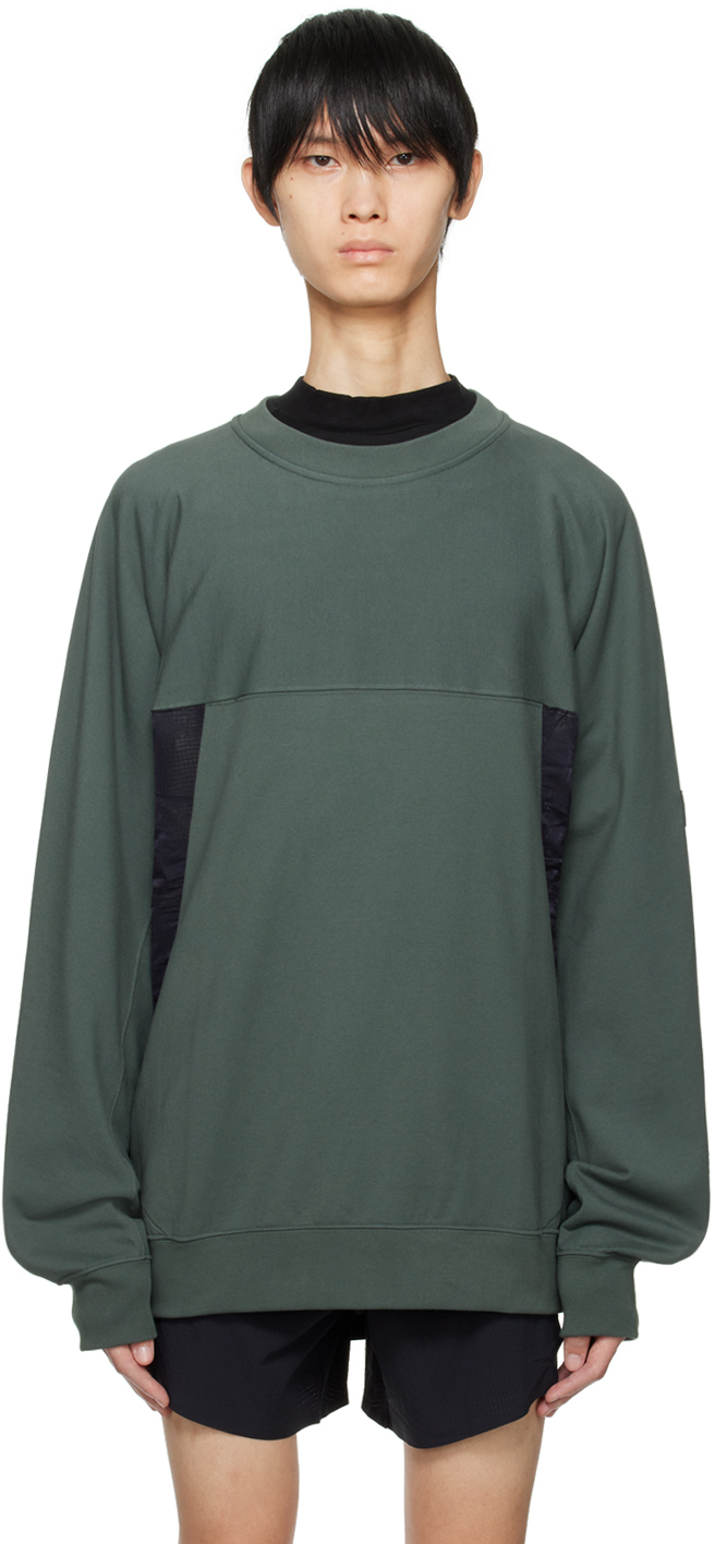 Y-3 Green Relaxed-fit Sweatshirt In Utility Ivy/black