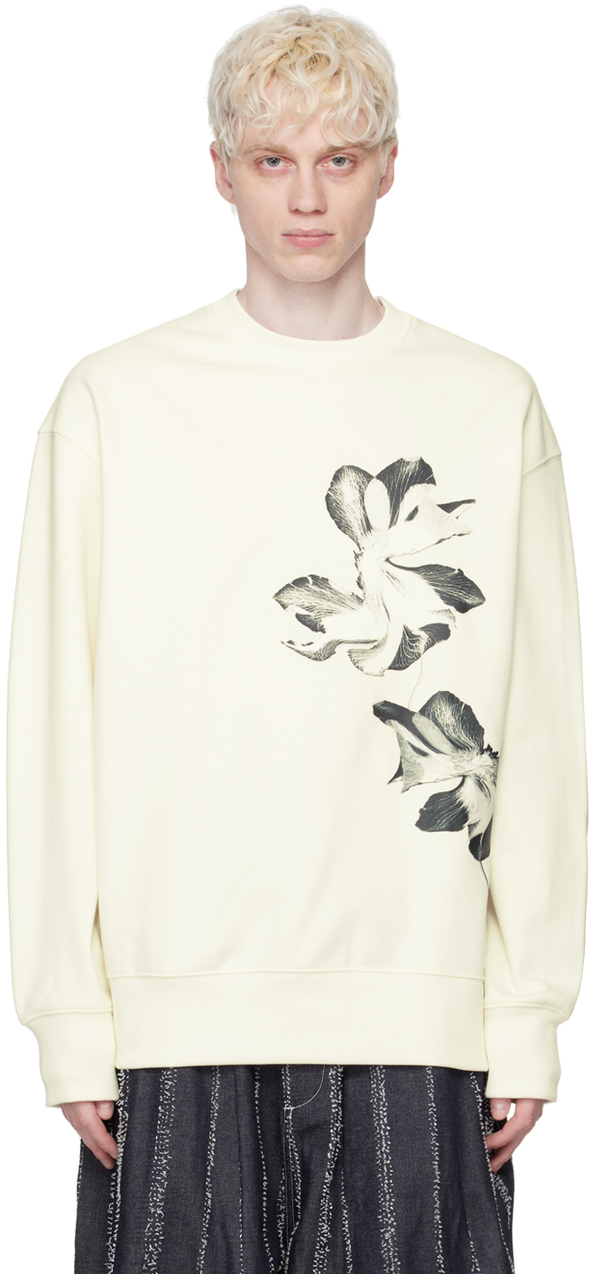 Shop Y-3 Off-white Graphic Sweatshirt In Off White