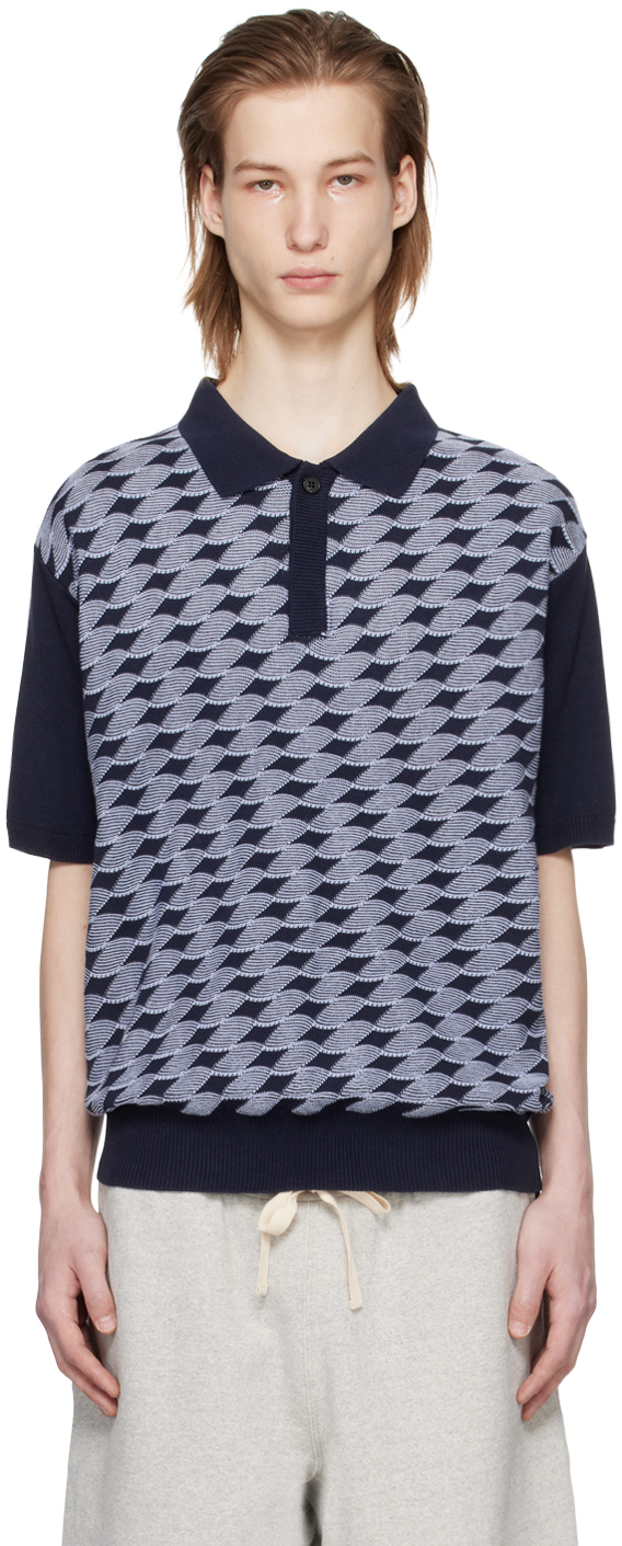 Shop After Pray Navy Knotted Polo