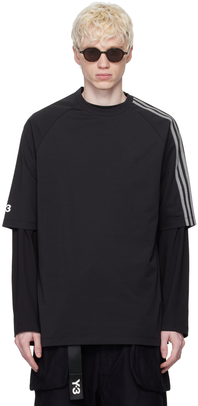 Shop Y-3 Black 3-stripes T-shirt In Black/off White
