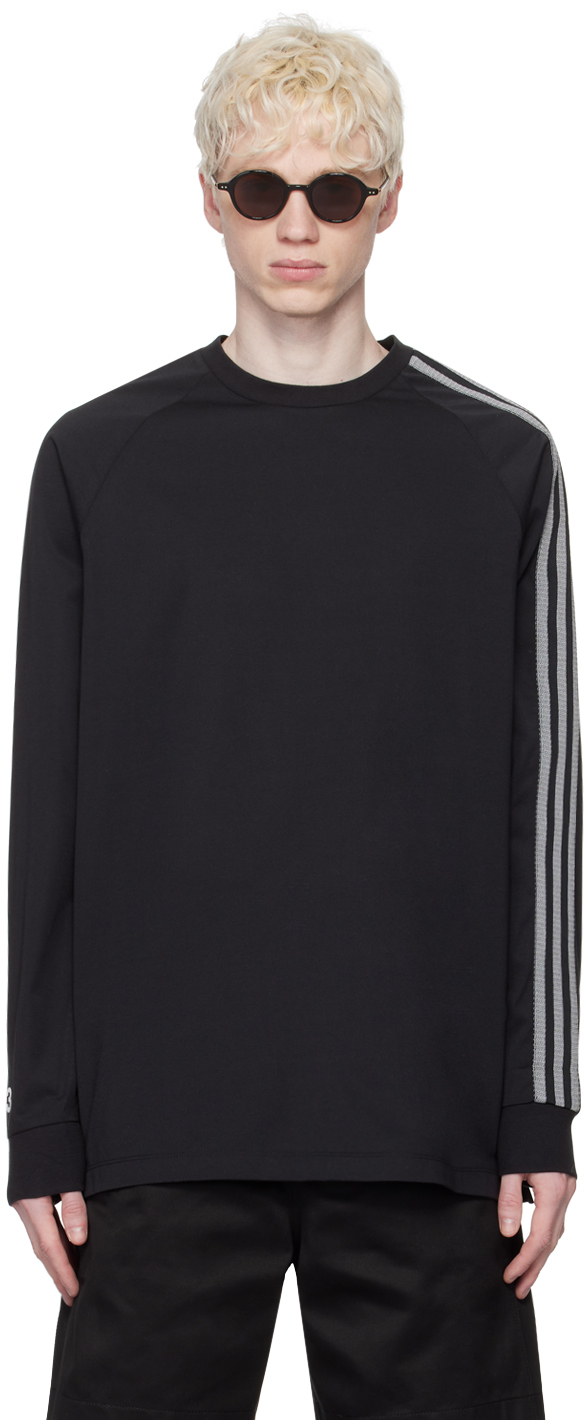 Y-3 Black 3-stripes Long Sleeve T-shirt In Black/off White