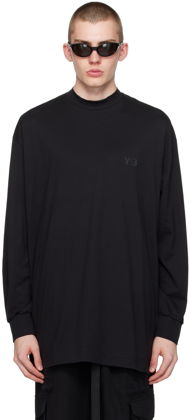 Shop Y-3 Black Mock Neck Long Sleeve T-shirt
