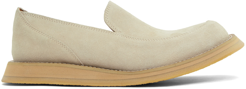 Shop After Pray Beige Vision Round Toe Suede Loafers In Ivory