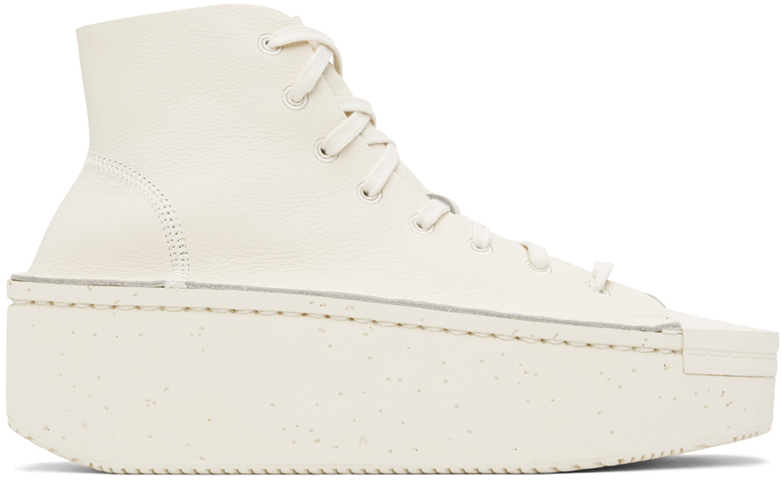 Y-3 Off-white Brick Court Hi Sneakers In Cream White/cream Wh