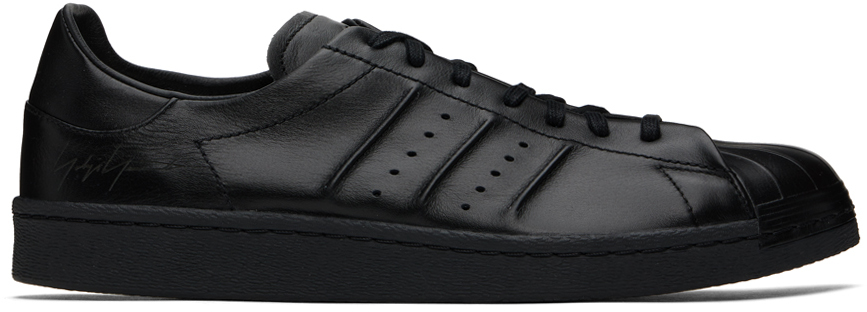 Shop Y-3 Black Superstar Sneakers In Black/black/black