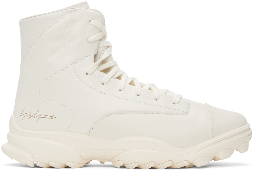 【Y-3】OFF WHITE GSG9 TRAINERS スニーカー レザー ホワイト Y-3: オフホワイト GSG9 スニーカー | SSENSE 日本