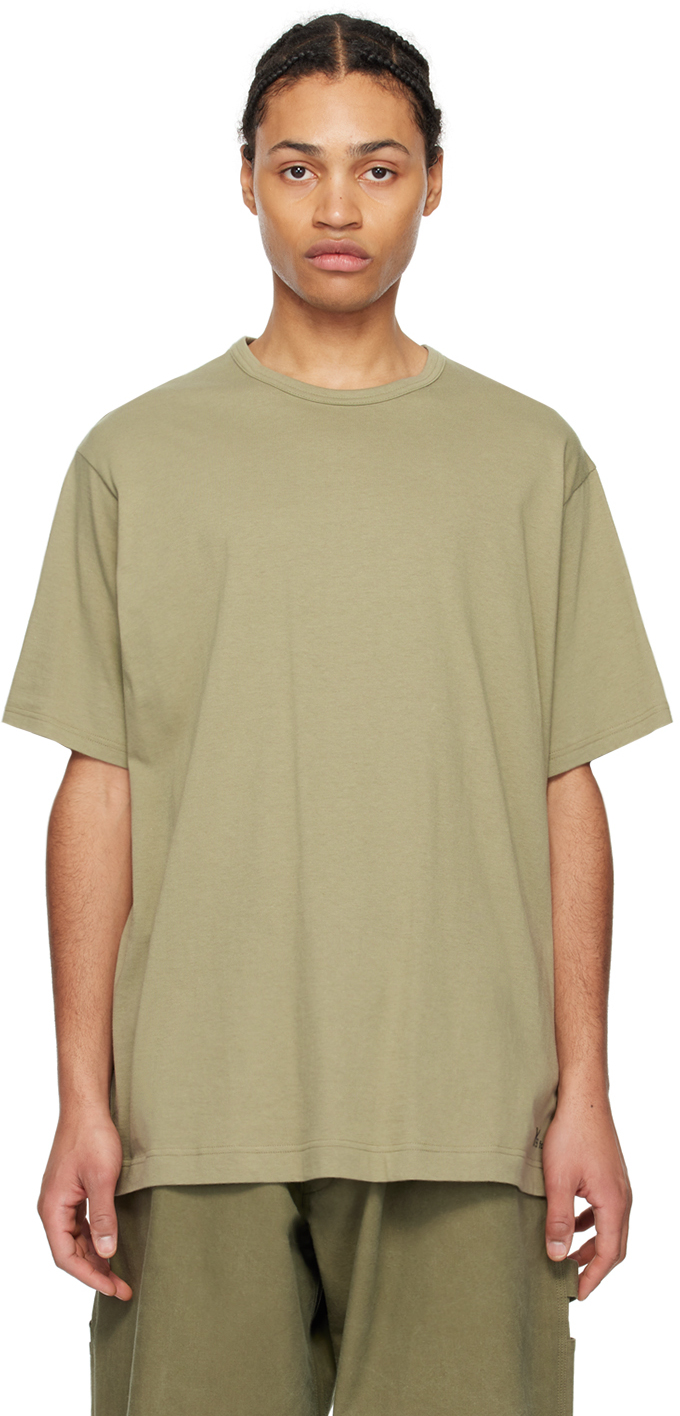 Khaki Printed T-Shirt by Y's For Men on Sale