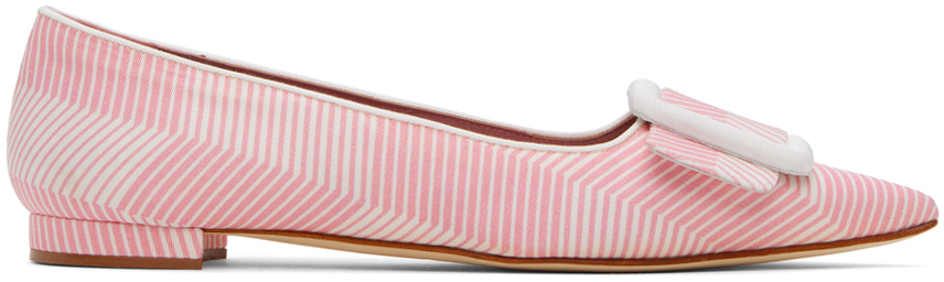 Manolo Blahnik Maysale Suede Point-toe Flats In Pink