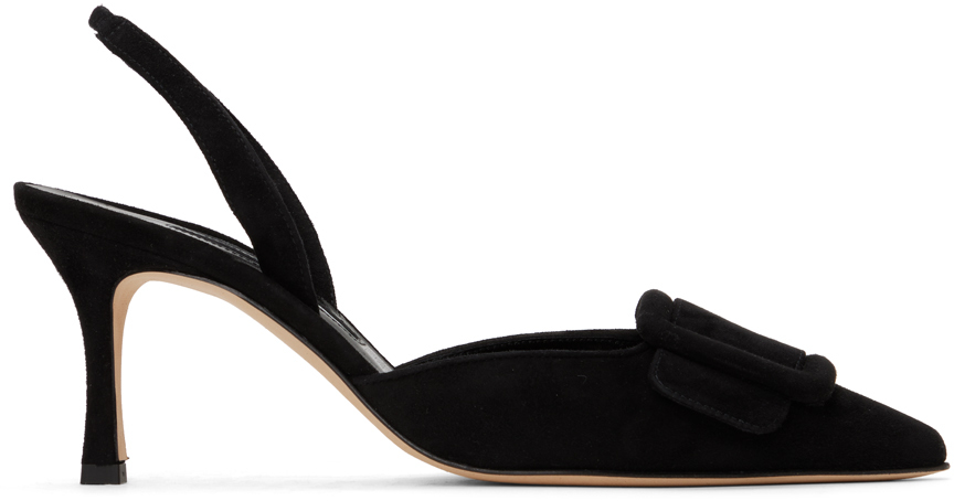 Manolo Blahnik Black Maysli Heels In 0015 Blck