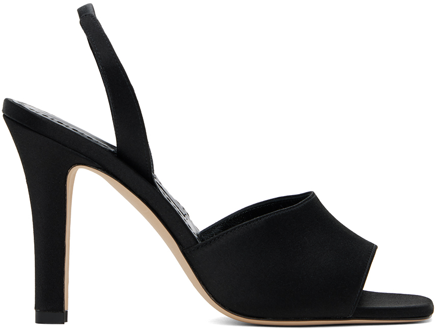 Shop Manolo Blahnik Black Clotilde Heeled Sandals In 15 Blck
