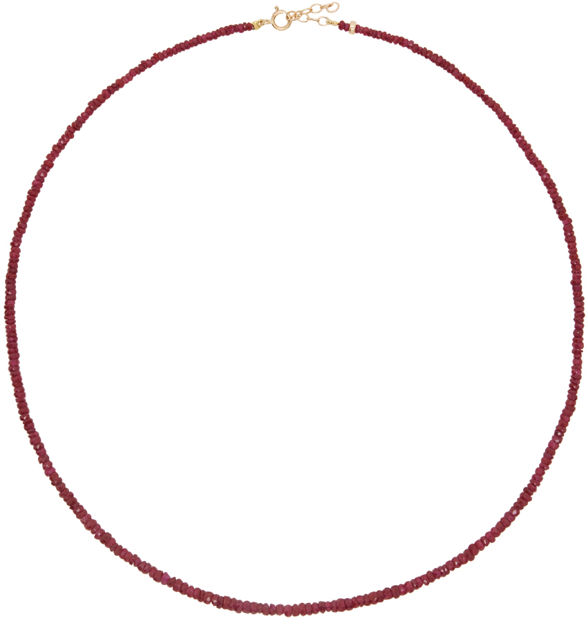 Red July Birthstone Ruby Beaded Necklace